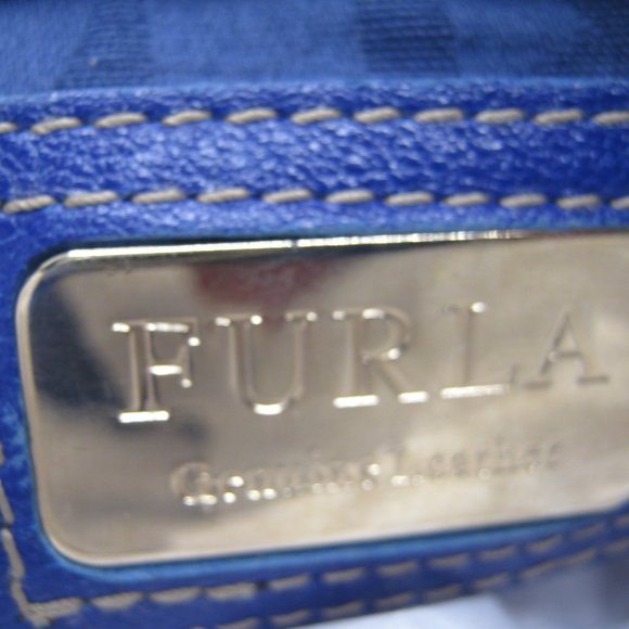 Furla Cobalt Blue Leather Handbag Purse - Picture 4 of 11